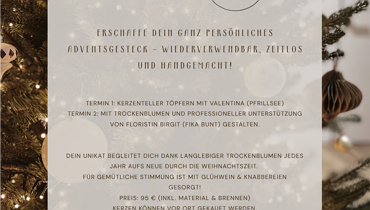 Adventgesteck (Teller töpfern und mit Trockenblumen schmücken)